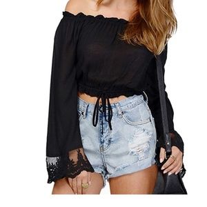 Cotton off the shoulder crop top